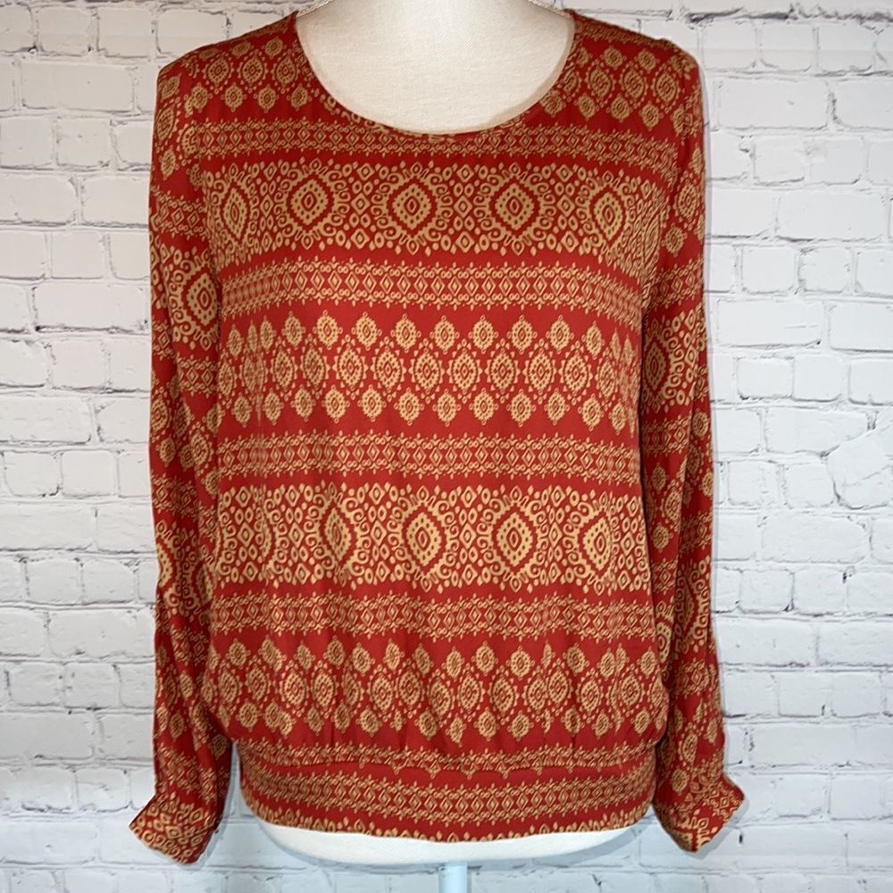 Umgee Split Burnt Orange Blouse